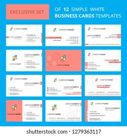 Set of 12 Shells  Creative Busienss Card Template. Editable Creative logo and Visiting card background