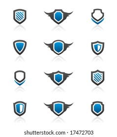 Set of 12 shield emblem design elements and graphics