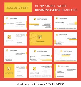 Set of 12 Shopping bag Creative Busienss Card Template. Editable Creative logo and Visiting card background