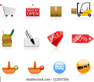 Set of 12 shopping icons. Fully editable vector graphics.