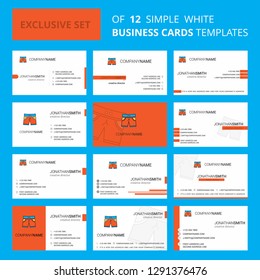 Set of 12 Shorts Creative Busienss Card Template. Editable Creative logo and Visiting card background