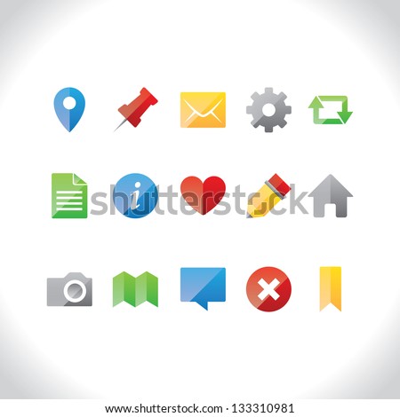 Set of 12 simple colorful set of web icons