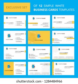 Set of 12 Smartphone Creative Busienss Card Template. Editable Creative logo and Visiting card background