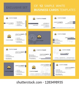 Set of 12 Solar panel Creative Busienss Card Template. Editable Creative logo and Visiting card background