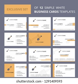 Set of 12 Spade Creative Busienss Card Template. Editable Creative logo and Visiting card background