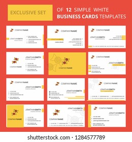 Set of 12 Spider web and spider Creative Busienss Card Template. Editable Creative logo and Visiting card background