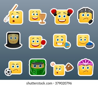 Set of 12 sport games smile stickers