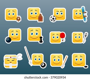 Set of 12 sport smile stickers