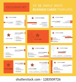 Set of 12 Star fish  Creative Busienss Card Template. Editable Creative logo and Visiting card background