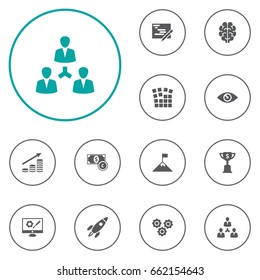Set Of 12 Startup Icons Set.Collection Of Repair Service, Vision, Money Growth And Other Elements.