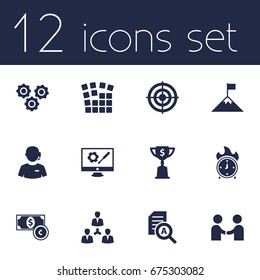 Set Of 12 Startup Icons Set.Collection Of Goblet, Currency, Repair Service And Other Elements.