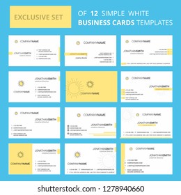 Set of 12 Sun Creative Busienss Card Template. Editable Creative logo and Visiting card background