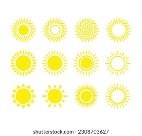 Set of 12 sun icons