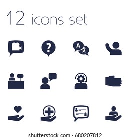 Set Of 12 Support Icons Set.Collection Of Technical, Help, Support And Other Elements.