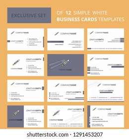 Set of 12 Sword  Creative Busienss Card Template. Editable Creative logo and Visiting card background
