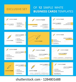Set of 12 Syringe Creative Busienss Card Template. Editable Creative logo and Visiting card background
