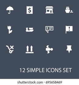 Set Of 12 Systematization Icons Set.Collection Of No Stroller, Exclamation, Ship And Other Elements.