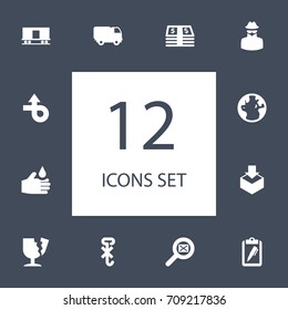 Set Of 12 Systematization Icons Set.Collection Of Money, Van, Train And Other Elements.