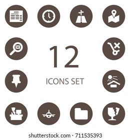 Set Of 12 Systematization Icons Set.Collection Of Folder, Pushpin, Broken Cup, Fragile And Other Elements.