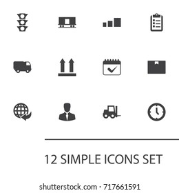 Set Of 12 Systematization Icons Set.Collection Of Vehicle, Customer, Arrow And Other Elements.