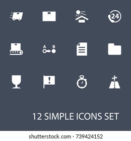 Set Of 12 Systematization Icons Set.Collection Of Conveyor, Sunshine, Signpost And Other Elements.