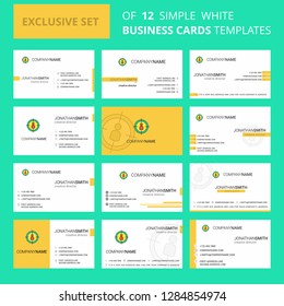 Set of 12 Target Creative Busienss Card Template. Editable Creative logo and Visiting card background