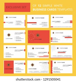 Set of 12 Target Creative Busienss Card Template. Editable Creative logo and Visiting card background