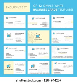 Set of 12 Television Creative Busienss Card Template. Editable Creative logo and Visiting card background