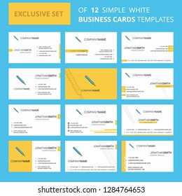 Set of 12 Thermometer Creative Busienss Card Template. Editable Creative logo and Visiting card background