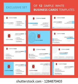 Set of 12 Thumb Impression  Creative Busienss Card Template. Editable Creative logo and Visiting card background