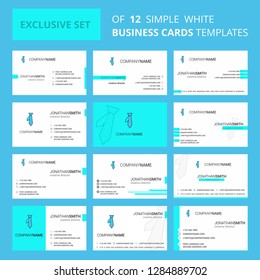 Set of 12 Tie Creative Busienss Card Template. Editable Creative logo and Visiting card background