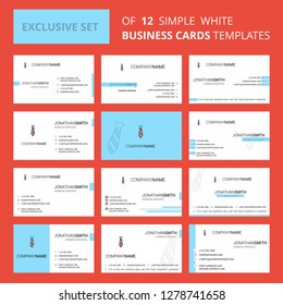 Set of 12 Tie Creative Business Card Template. Editable Creative logo and Visiting card background