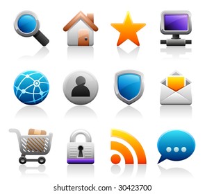 Set of 12 Titanium Series web and internet icons