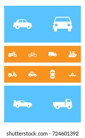 Set Of 12 Transport Icons Set.Collection Of Side View, Lorry, Panorama And Other Elements.