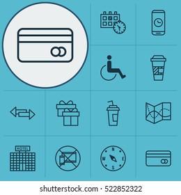 Set Of 12 Transportation Icons. Can Be Used For Web, Mobile, UI And Infographic Design. Includes Elements Such As Mobile, Box, Device And More.