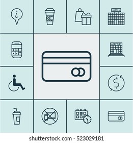 Set Of 12 Transportation Icons. Can Be Used For Web, Mobile, UI And Infographic Design. Includes Elements Such As Calculator, Calculation, Cup And More.