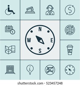 Set Of 12 Transportation Icons. Can Be Used For Web, Mobile, UI And Infographic Design. Includes Elements Such As Appointment, Takeaway, Dollar And More.