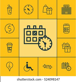 Set Of 12 Transportation Icons. Can Be Used For Web, Mobile, UI And Infographic Design. Includes Elements Such As Locate, Calculation, Math And More.