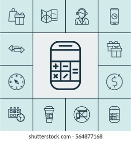 Set Of 12 Transportation Icons. Includes Locate, Money Trasnfer, Present And Other Symbols. Beautiful Design Elements.