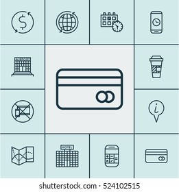 Set Of 12 Travel Icons. Can Be Used For Web, Mobile, UI And Infographic Design. Includes Elements Such As No, World, Date And More.