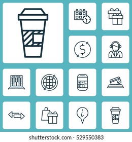 Set Of 12 Travel Icons. Can Be Used For Web, Mobile, UI And Infographic Design. Includes Elements Such As Calculation, Takeaway Coffee, Crossroad And More.