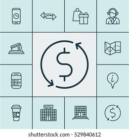 Set Of 12 Travel Icons. Can Be Used For Web, Mobile, UI And Infographic Design. Includes Elements Such As Takeaway Coffee, Calculation, Crossroad And More.