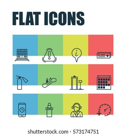 Set Of 12 Travel Icons. Includes Siren, Security Scanner, Fire Extinguisher And Other Symbols. Beautiful Design Elements. Set Of 12 Travel Icons. Includes Siren, Security Scanner, Fire Extinguisher And Other Symbols. Beautiful Design Elements.