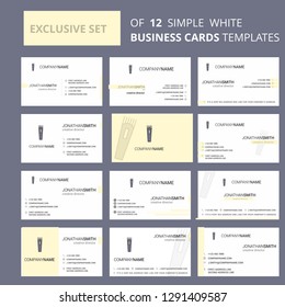 Set of 12 Trimmer  Creative Busienss Card Template. Editable Creative logo and Visiting card background