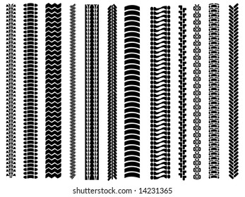 Set of 12 tyre tracks