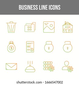 Conjunto de 12 iconos vectoriales comerciales únicos