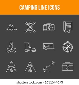 Set of 12 Unique Camping Vector Icons