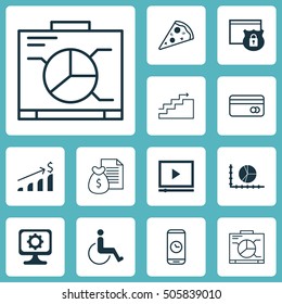 Set Of 12 Universal Editable Icons. Can Be Used For Web, Mobile And App Design. Includes Icons Such As Successful Investment, Call Duration, Video Player And More.