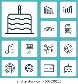 Set Of 12 Universal Editable Icons. Can Be Used For Web, Mobile And App Design. Includes Icons Such As Calculation, Profit Graph, Fail Graph And More.