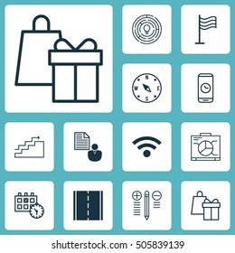Set Of 12 Universal Editable Icons. Can Be Used For Web, Mobile And App Design. Includes Icons Such As Wireless, Shopping, Board And More.